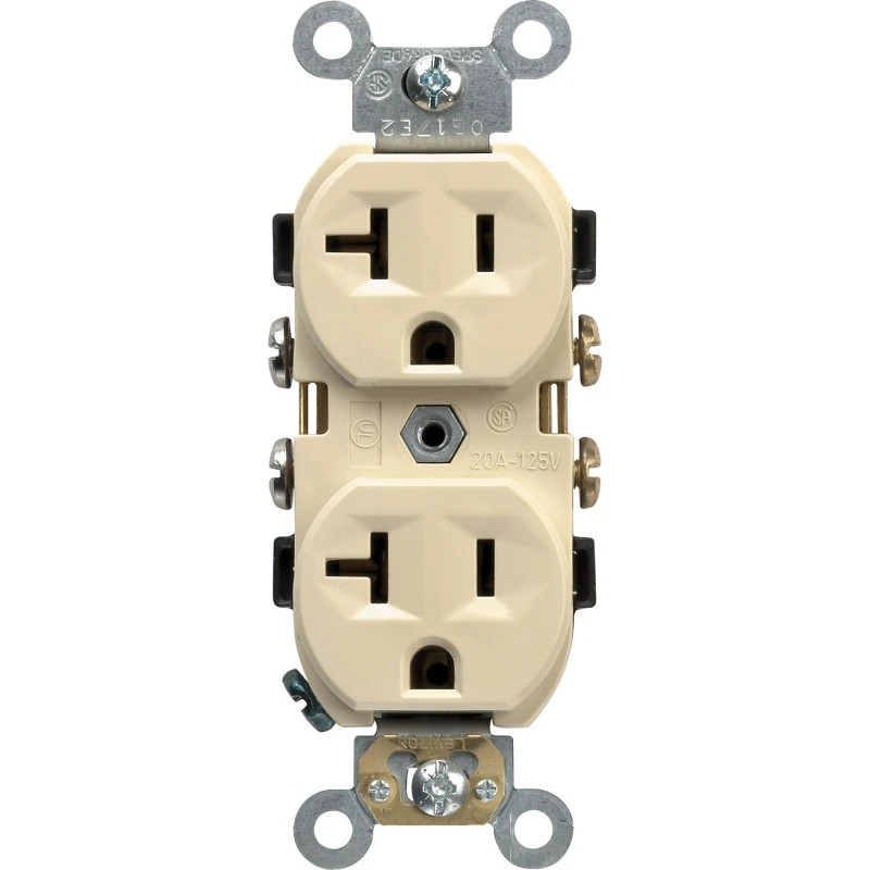 Leviton 20A Ivory Heavy-Duty 5-20R Duplex Outlet
