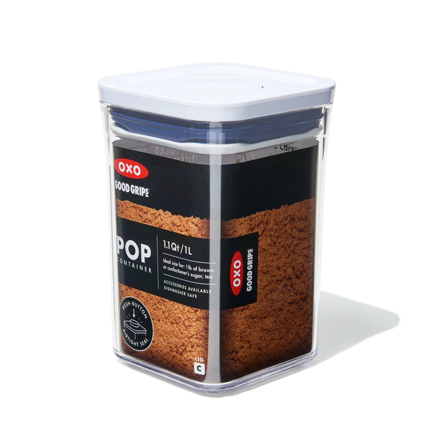 Pop Container, Small Square, 1.1 Qt, Clear, Model 11234000, Dishwasher Safe