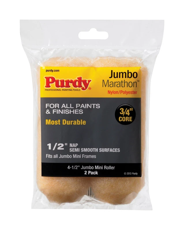 Purdy Marathon Nylon/Polyester 4.5 in. W X 1/2 in. Jumbo Mini Paint Roller Cover 2 pk