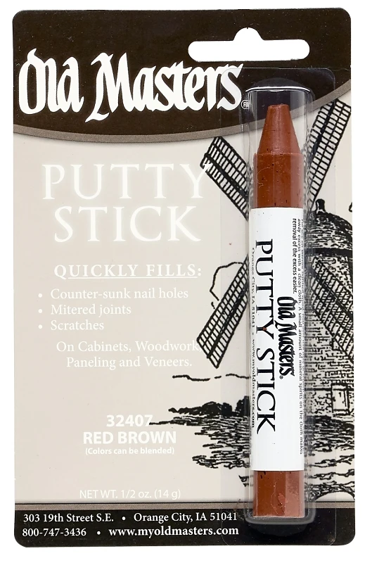 32407 Red Brown Putty Stick, 0.5 Oz For Wood & Craft Projects