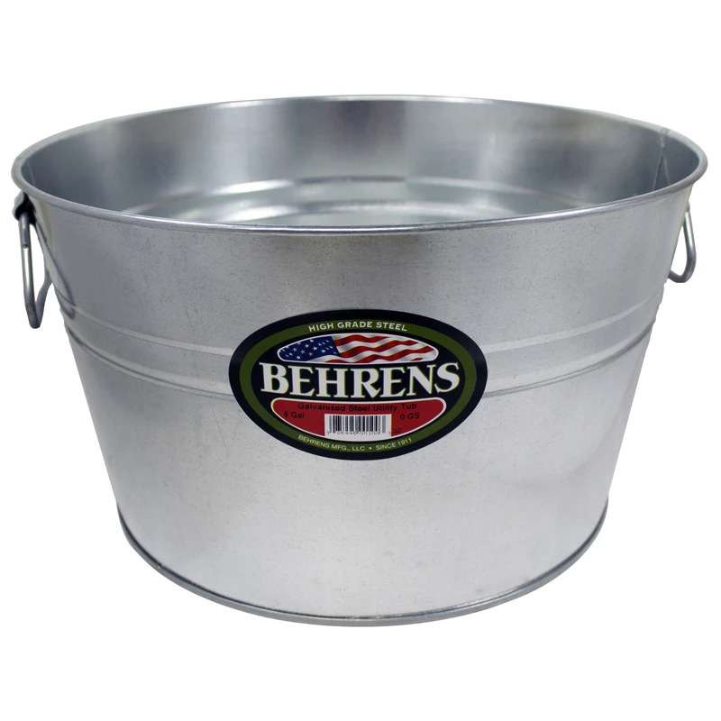 5-gallon Galvanized Steel Round Tub - Durable, Weather Resistant, Multi-purpose