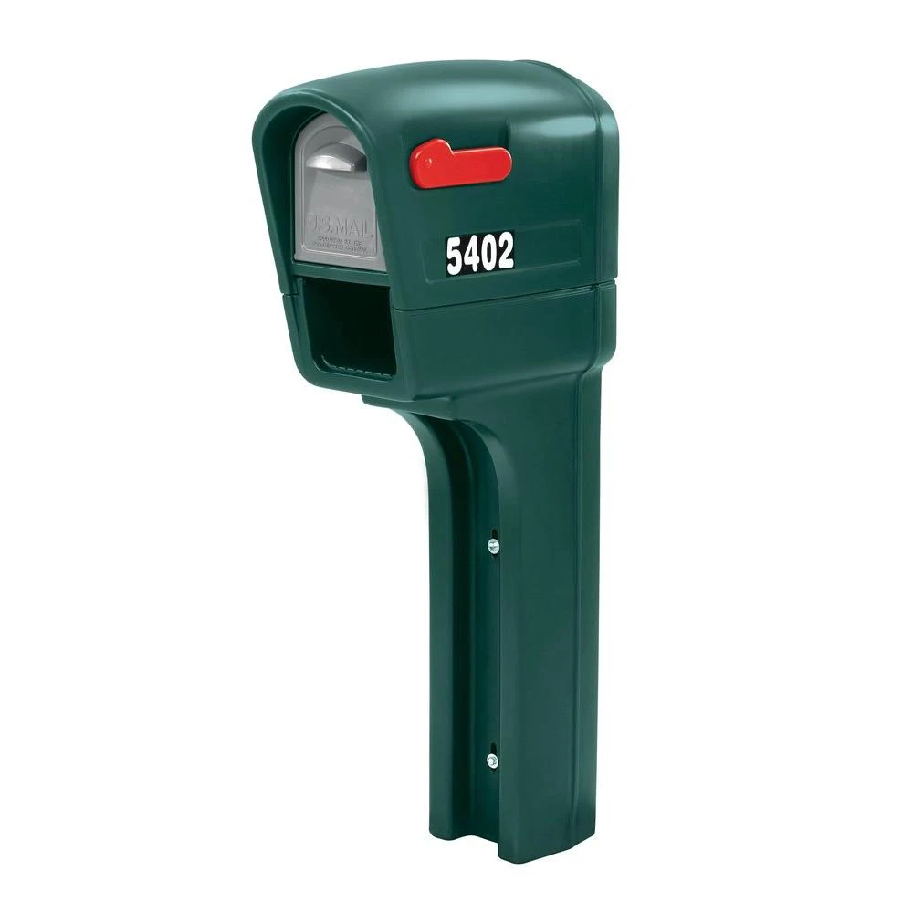 Mailmaster Plus Mailbox With Post Cover & Newspaper Holder, Spruce Polypropylene, 50.5 X 22.75 X 9.25-in.