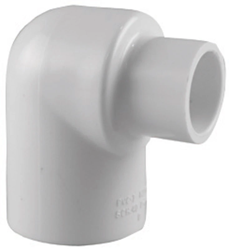 Schedule 40 Reducing Pipe Elbow, 90 Degrees, White, 1 x 1/2 In.