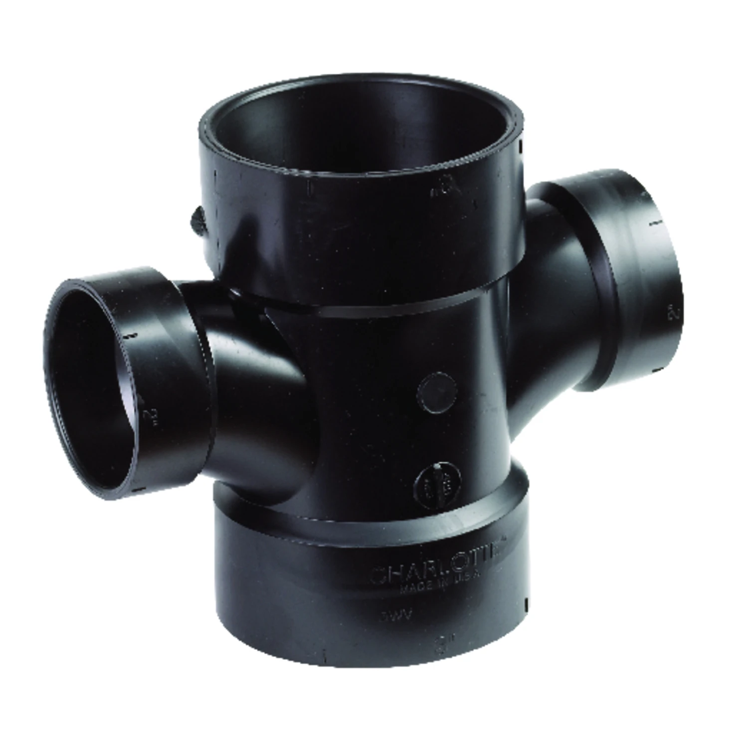 ABS/DWV Double Sanitary Tee, 3 x 3 x 2 x 2 In.