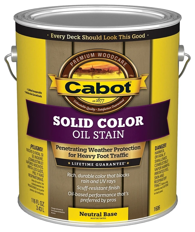 Solid Color Oil Deck Stain, 1606 Neutral Base, 1 Gallon - Durable Finish