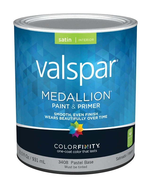 100% Acrylic Satin Interior Wall Paint, Pastel Base, 1 Quart