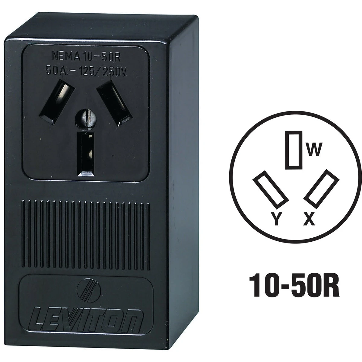 Leviton 50 amps 125/250 V Black Outlet 10-50R 1 pk