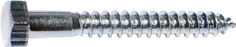 01290 Zinc Lag Screw, 1/4 In Thread, 2-1/2 In Overall Length