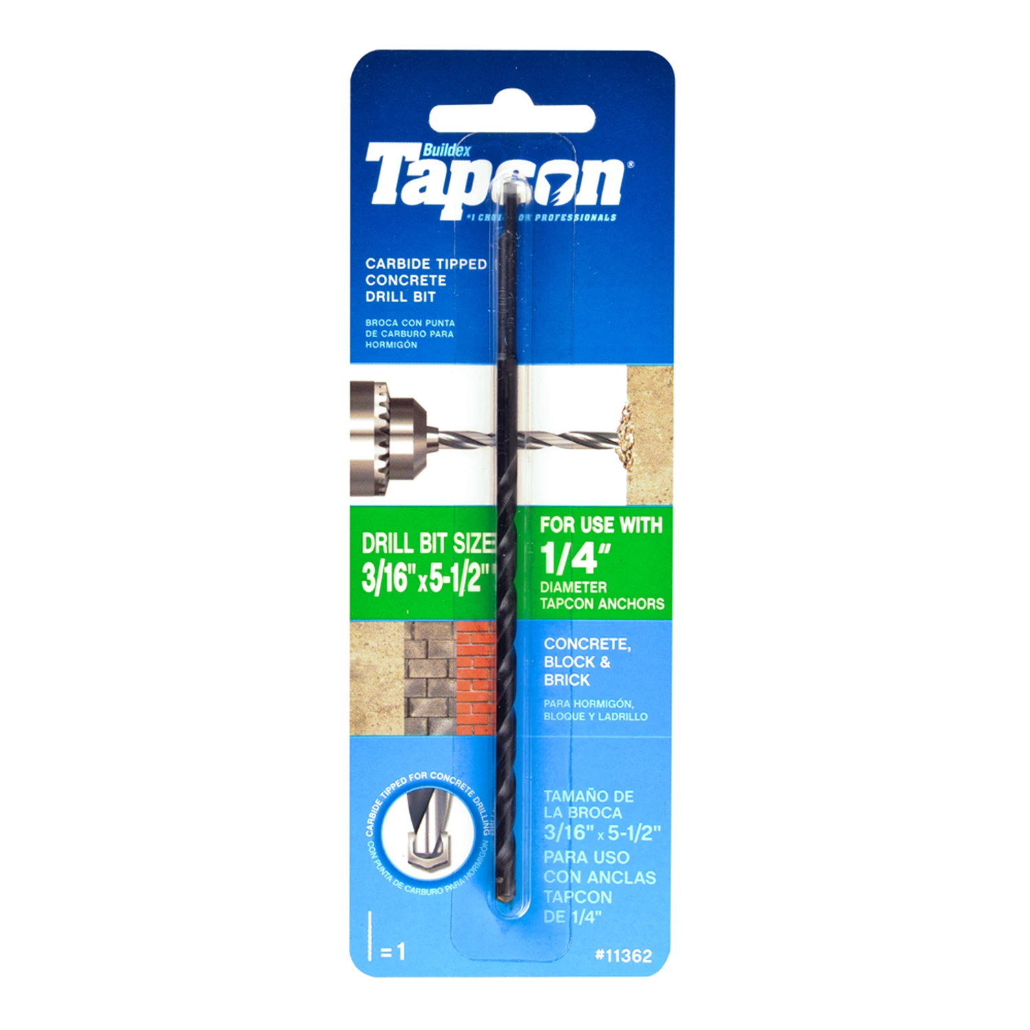 3/16 In. X 5-1/2 In. Carbide Tipped Masonry Drill Bit