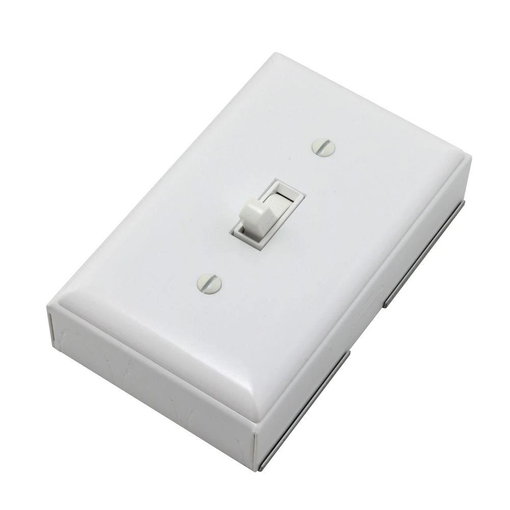 White Metal Outlet Box with Switch and Faceplate Switch Kit