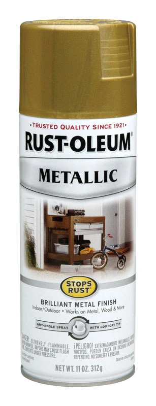Stops Rust Metallic Burnished Brass Spray Paint 11 Oz, Model 7275830