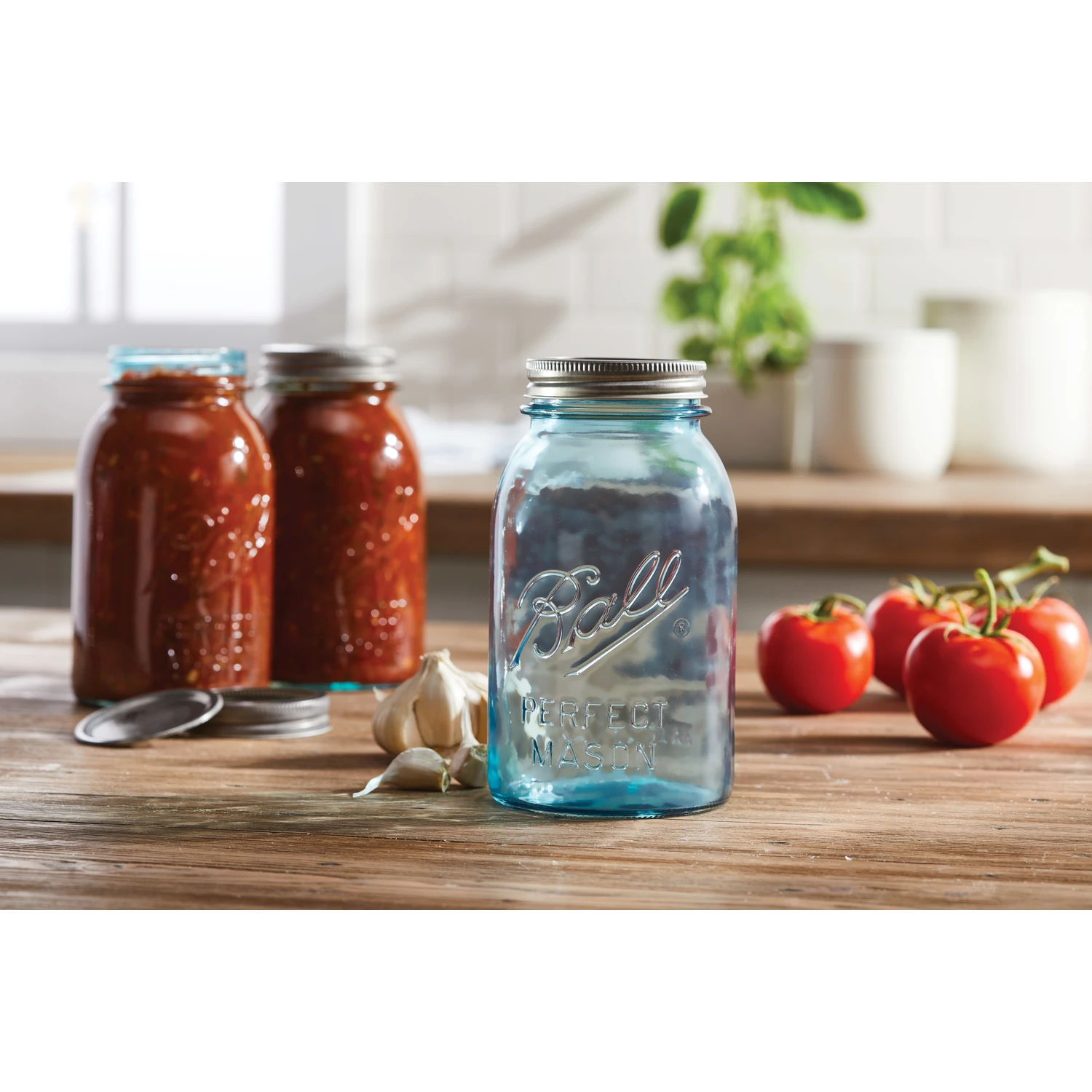 Collector's Edition Mason Jars, Aqua Blue, Regular Mouth 1-Qt., 4-Pk.