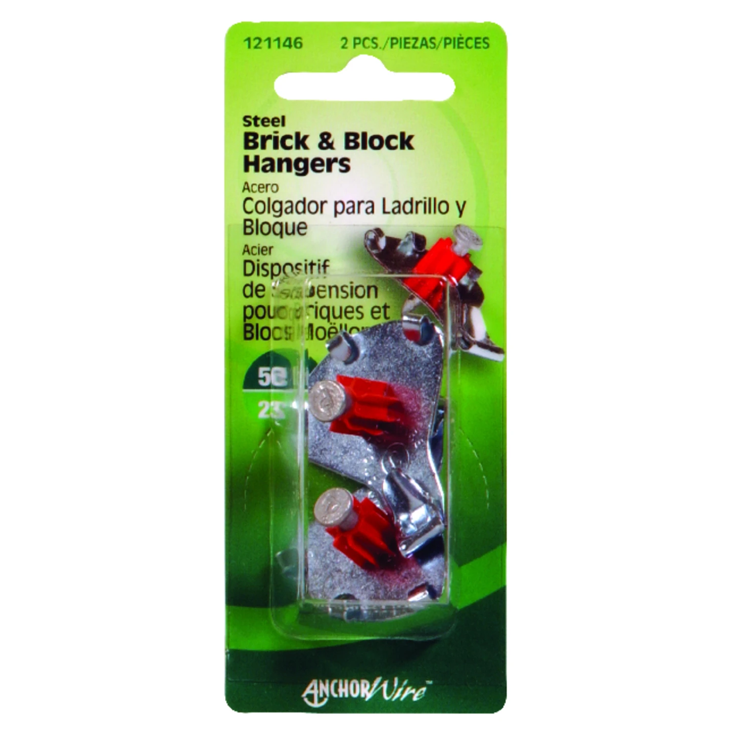HILLMAN Zinc Brick Picture Hanger 50 lb 2 pk