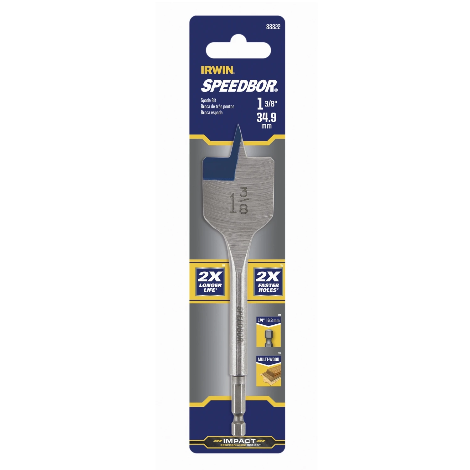 1-3/8 In. X 6 In. Carbon Steel Spade Bit With Hex Shank