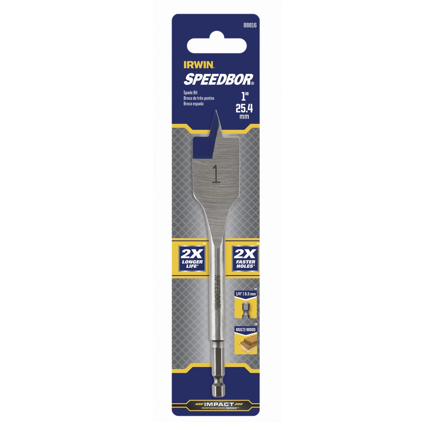 1 In. X 6 In. Carbon Steel Spade Bit With 1/4 In. Hex Shank