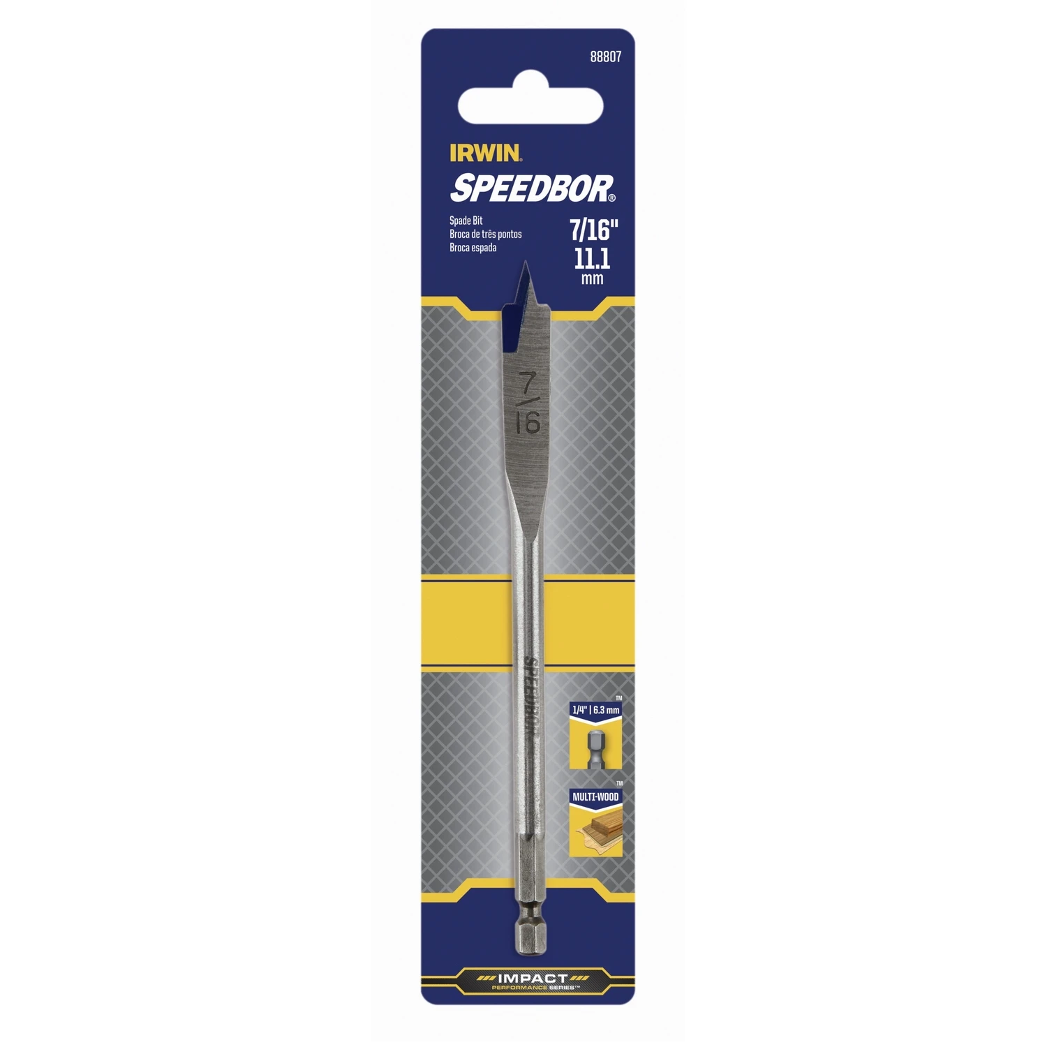 7/16 In. X 6 In. Carbon Steel Spade Bit With Hex Shank