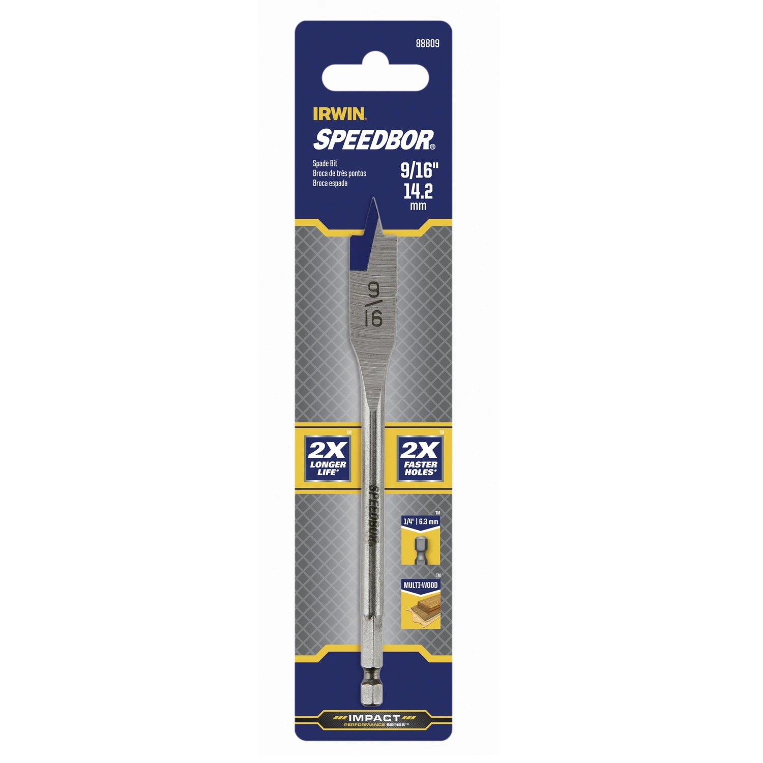 9/16 In. X 6 In. Carbon Steel Spade Bit With Hex Shank
