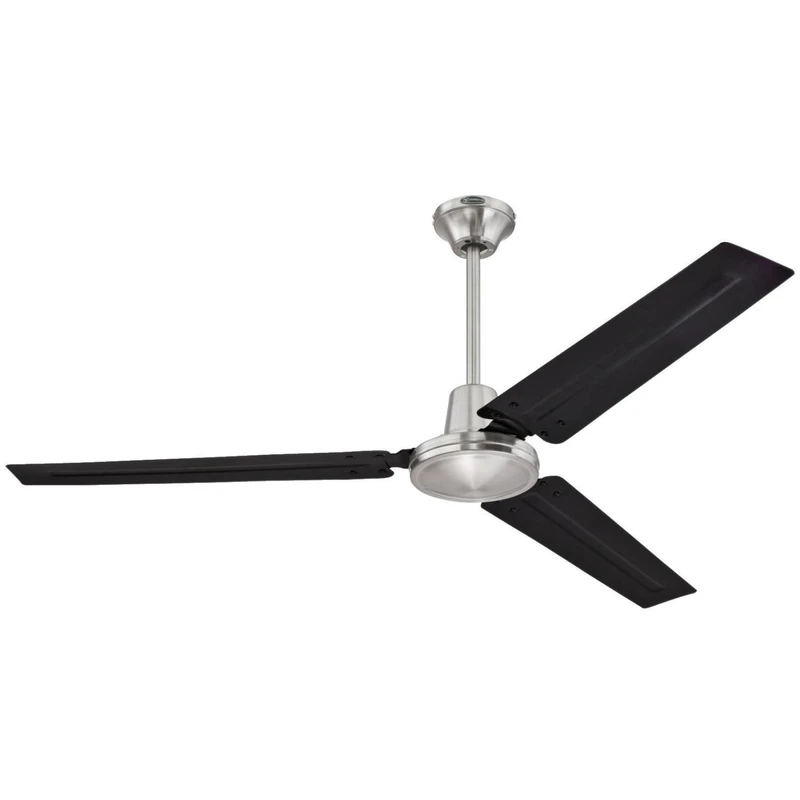 Jax Industrial Style Ceiling Fan with Brushed Nickel Finish and Black Blades, 56 Inch Diameter