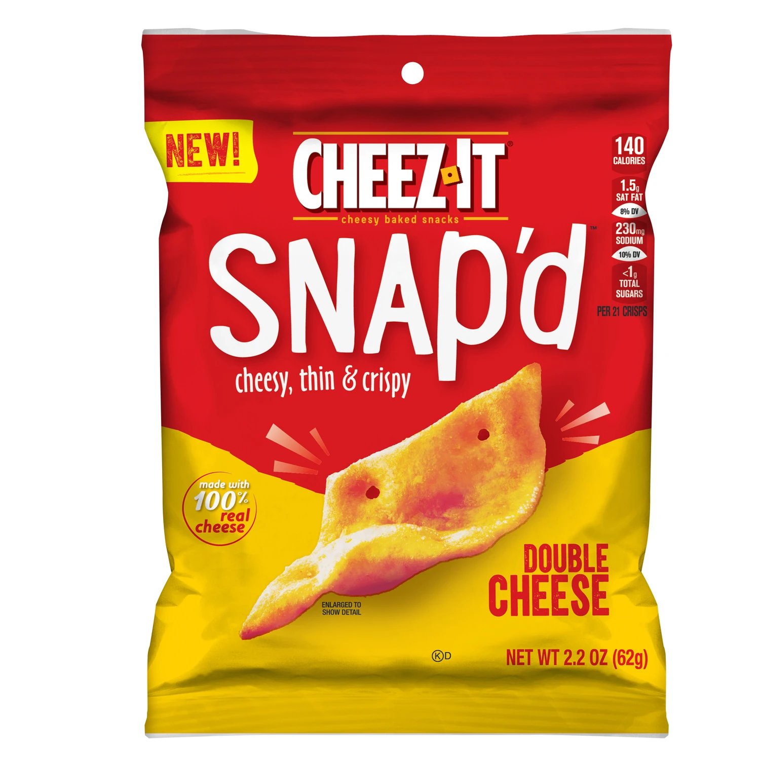 Snap'd Double Cheese Crackers, 2.2 oz.