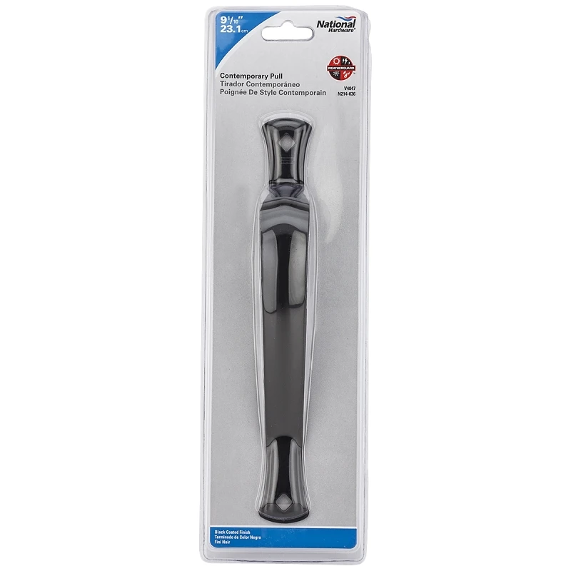 Gate Handle, Contemporary Styling, Black, 9 In.