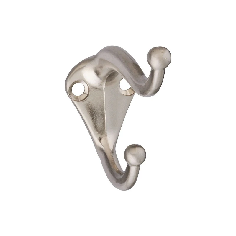 Coat & Hat Hook, Satin Nickel, 2-Pk.