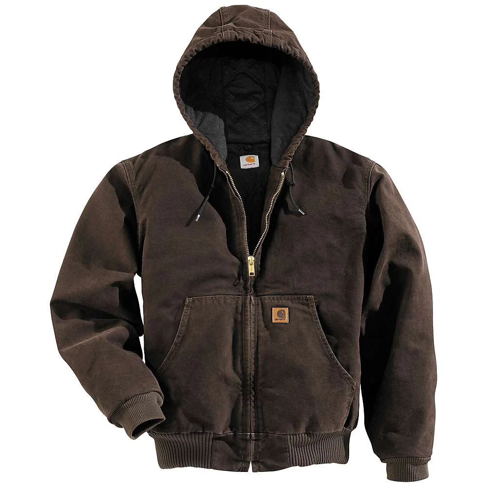 Active Quilted Flannel Lined Jacket with Hood, Dark Brown, Size Extra Extra Large