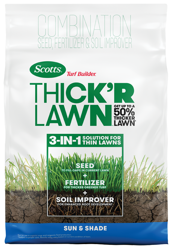 Turf Builder Thick'r Lawn 12 Lb. 1200 Sq. Ft. Sun & Shade Grass Seed, Fertilizer & Soil Improver