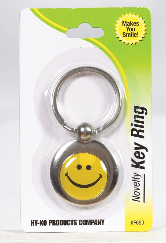 Key Chain, Smiley Face, Silver