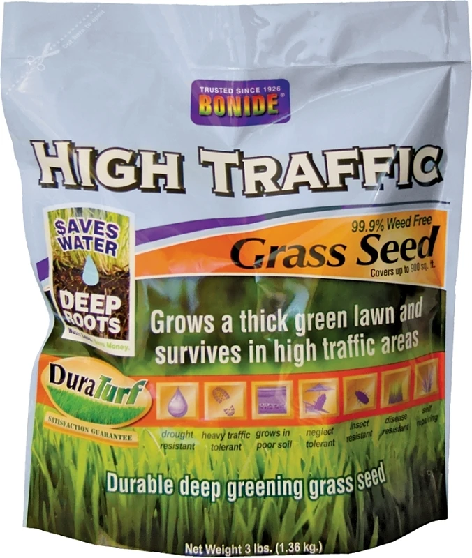 Bonide High Traffic Grass Seed 3 Pound Model 60281 For Durable Lawns