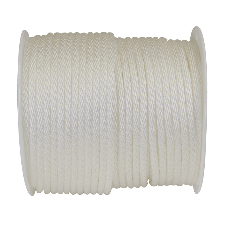Solid Braided Nylon Rope, 1/4-inch Diameter, 200-feet Length, White