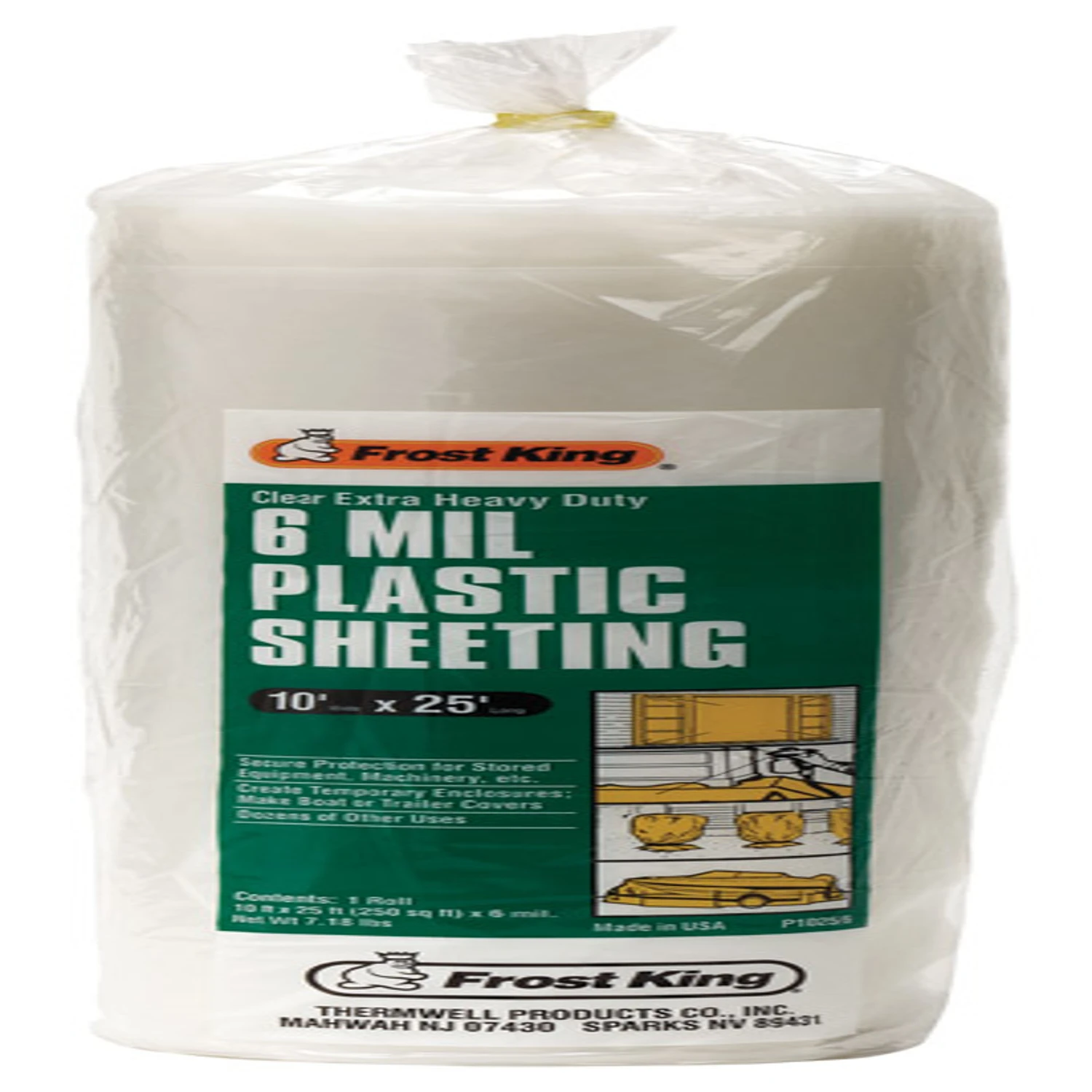 P1025/6 Clear Polyethylene Sheeting, 10 Ft W X 25 Ft L, 6 Mil Thickness