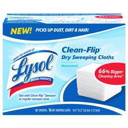 Lysol Clean-flip Dry Sweeping Cloth Refills, 16 Count, Anti-microbial, Pack Of 6