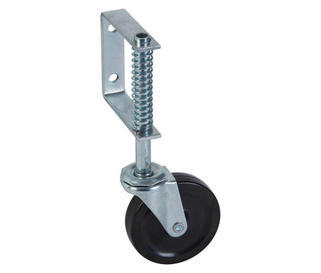 Gate Caster with Zinc Finish and Loaded Spring Shock Absorber, 125 Pound Working Load Capacity
