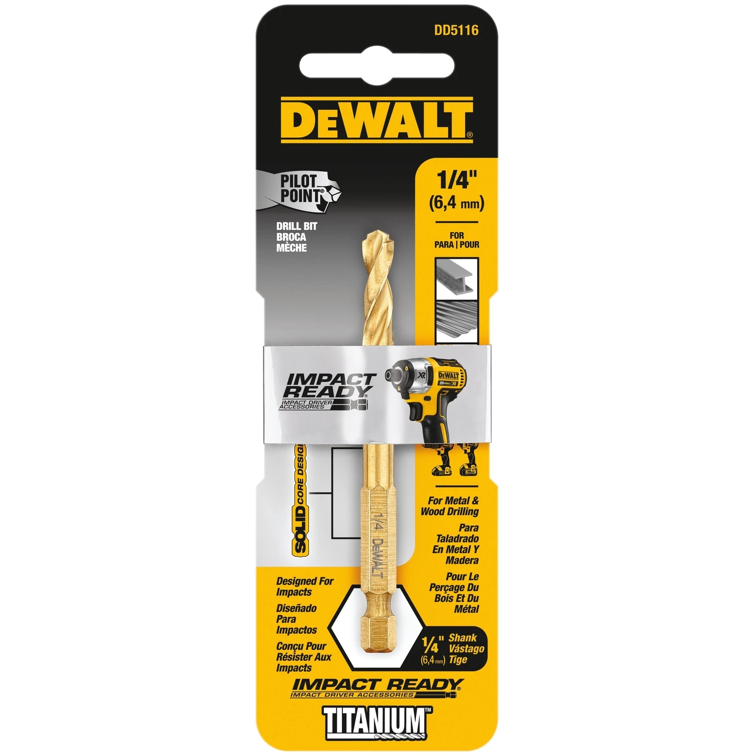 Impact Ready 1/4 In. Titanium Hex Shank Drill Bit, 3-13/64 In. Length
