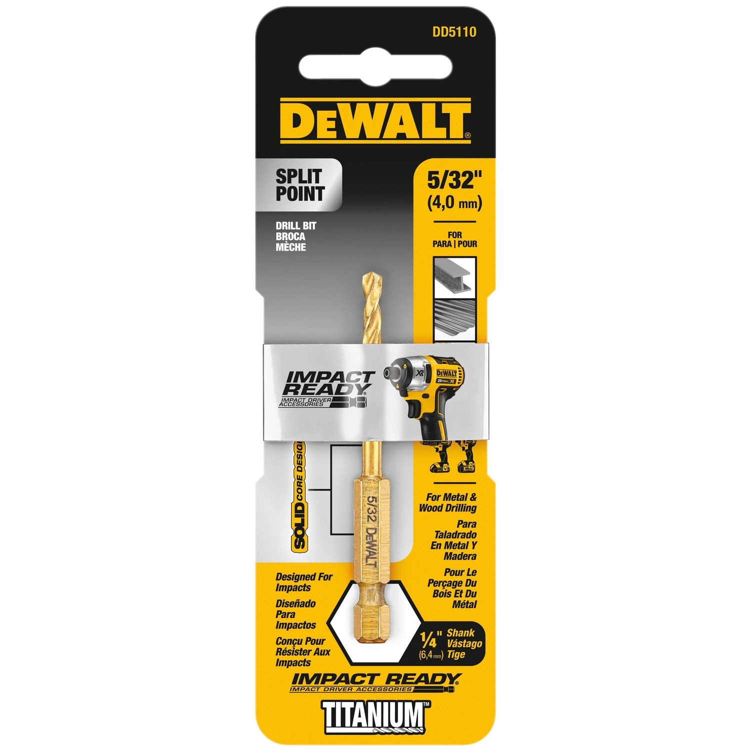 Impact Ready 5/32 In. Titanium Hex Shank Drill Bit, 2-13/16 In. Length