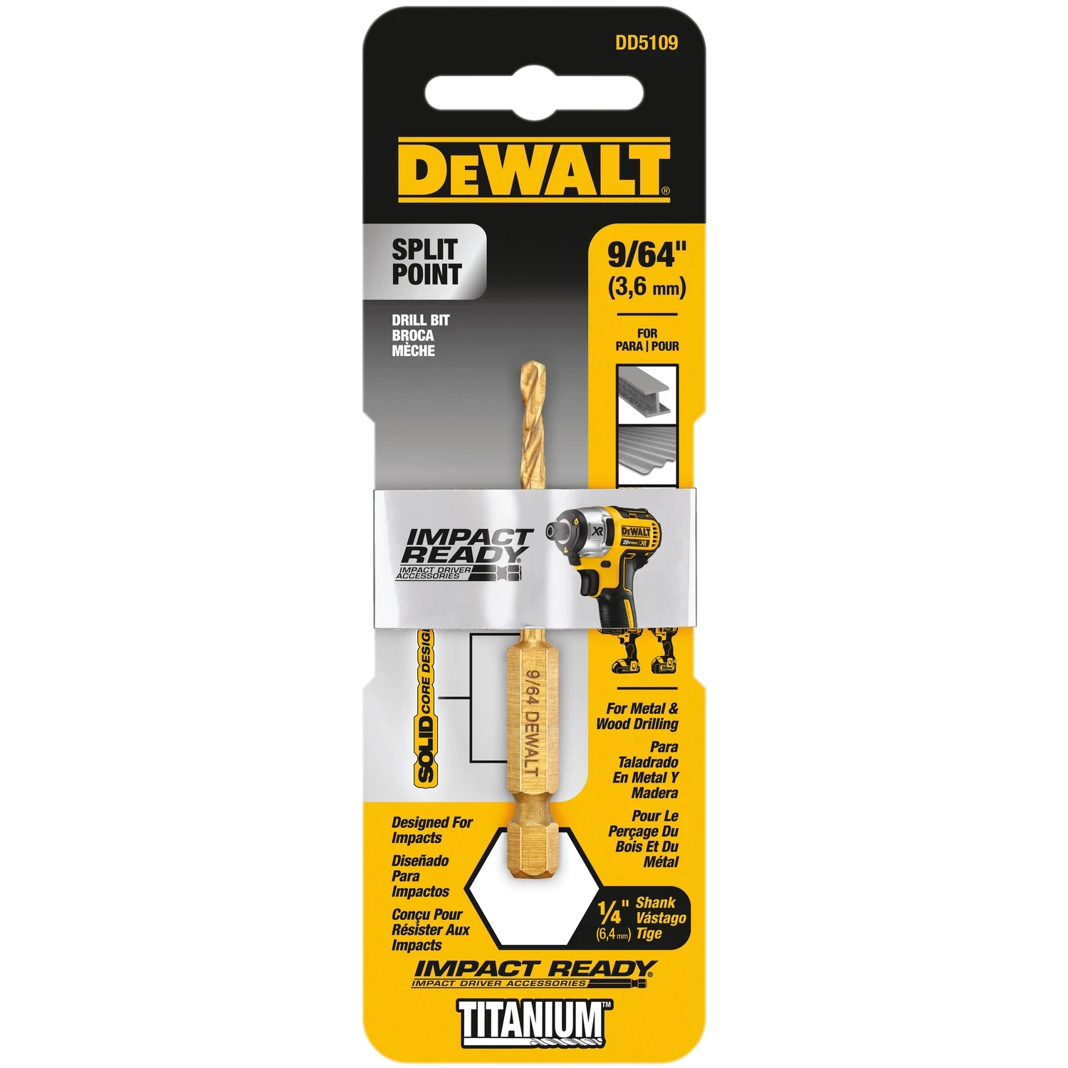 Impact Ready 9/64 In. Titanium Hex Shank Drill Bit, 2-45/64 In. Length