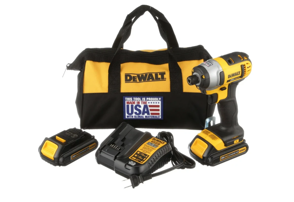 20-Volt Compact Cordless Impact Driver Kit with 1/4-Inch Hex Chuck and Two Lithium-Ion Batteries