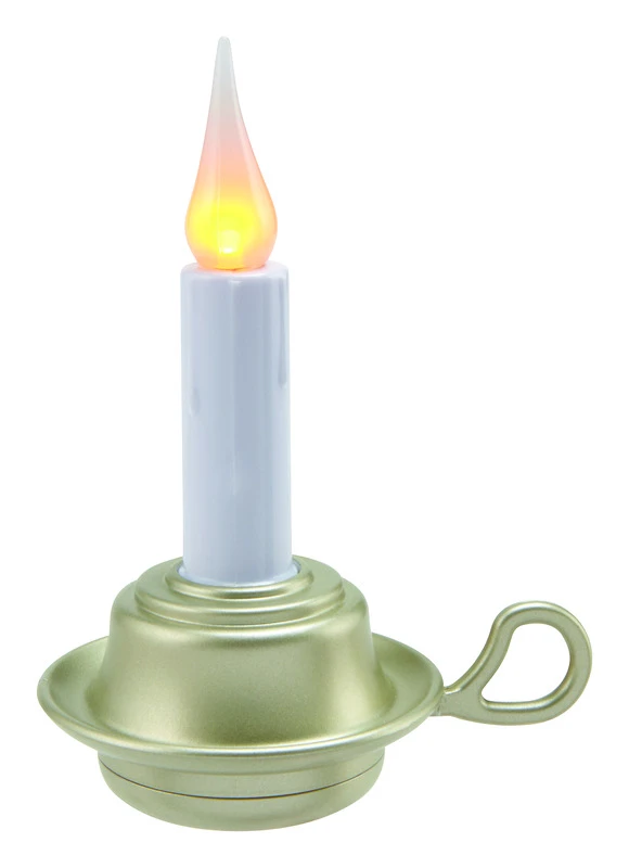 LED Candle Night Light, Rotating Plug, Pewter-Look Base