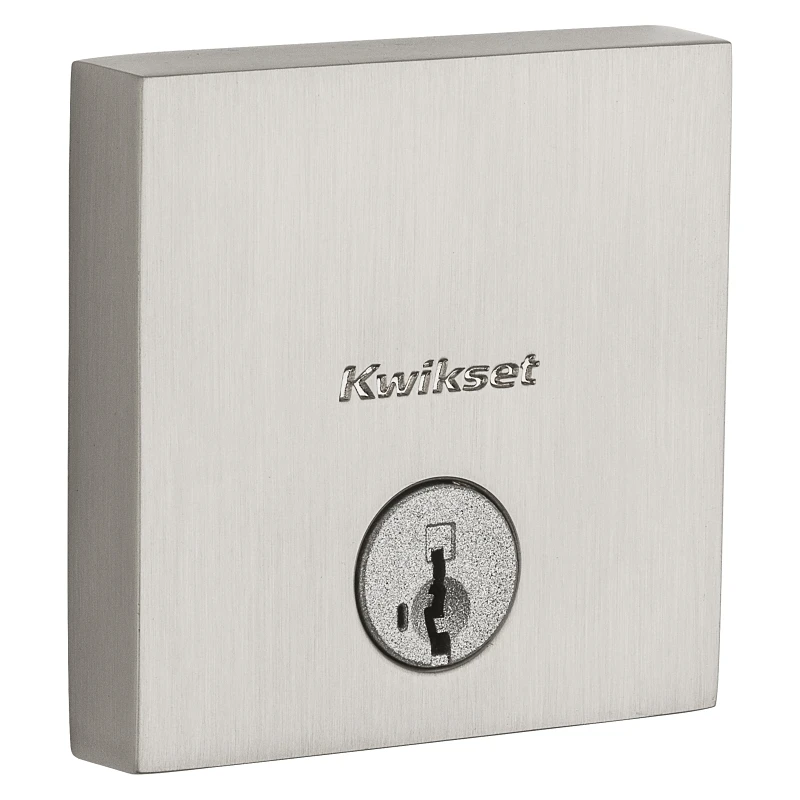 Downtown Square Single-Cylinder Deadbolt Lock with SmartKey Security in Satin Nickel Finish