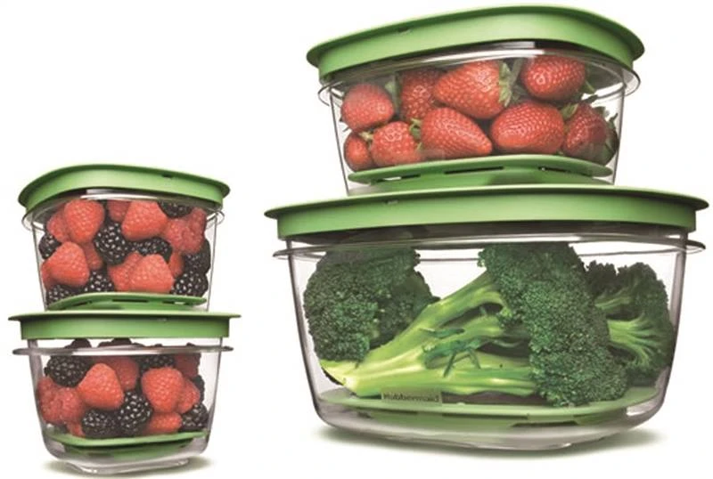 Produce Saver Food Storage Container Set, 4 Pieces, Square, Clear Plastic
