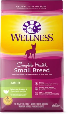 Wellness Complete Health Natural Small Breed Turkey and Oatmeal Recipe Dry Dog Food, 4 lbs.
