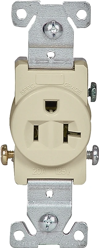 1877v-box 20 Amp Single Receptacle, 125 Volt, Tamper Resistant, Ivory