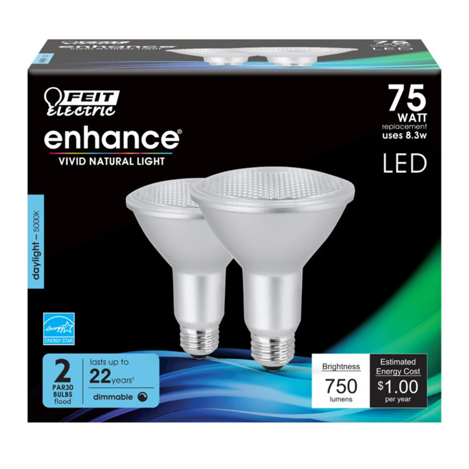 75-Watt Equivalent PAR30 Dimmable LED ENERGY STAR 90+ CRI Flood Light Bulb, Daylight (2-Pack)
