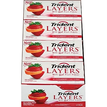 "Trident Layers Sugar Free Wild Strawberry & Tangy Citrus Gum, 14 Pieces/Pack, 12/Pack (AMC60001)"
