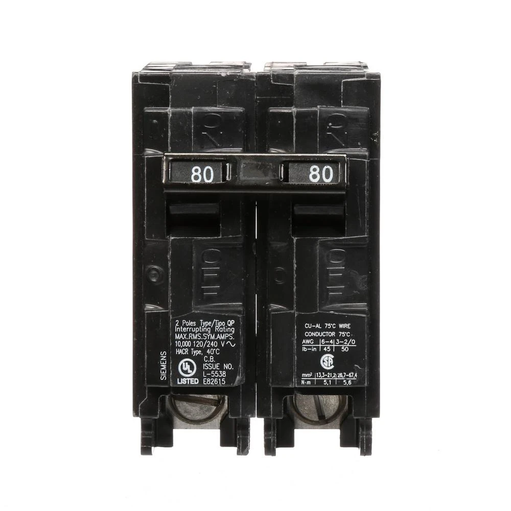 80 Amp Double-pole Type Qp Circuit Breaker Q280 240 Volt Ac