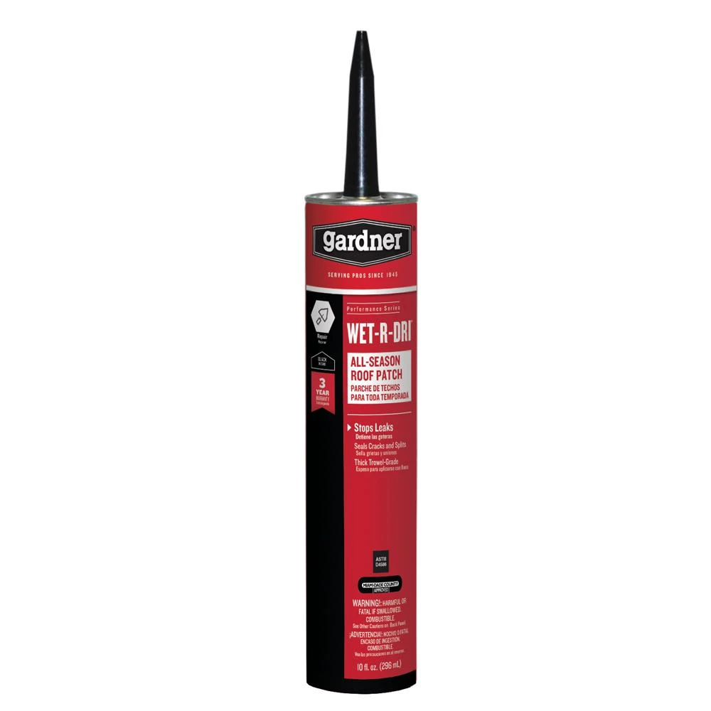 Gardner WET-R-DRI Gloss Black Patching Cement All-Weather Roof Cement 10 oz
