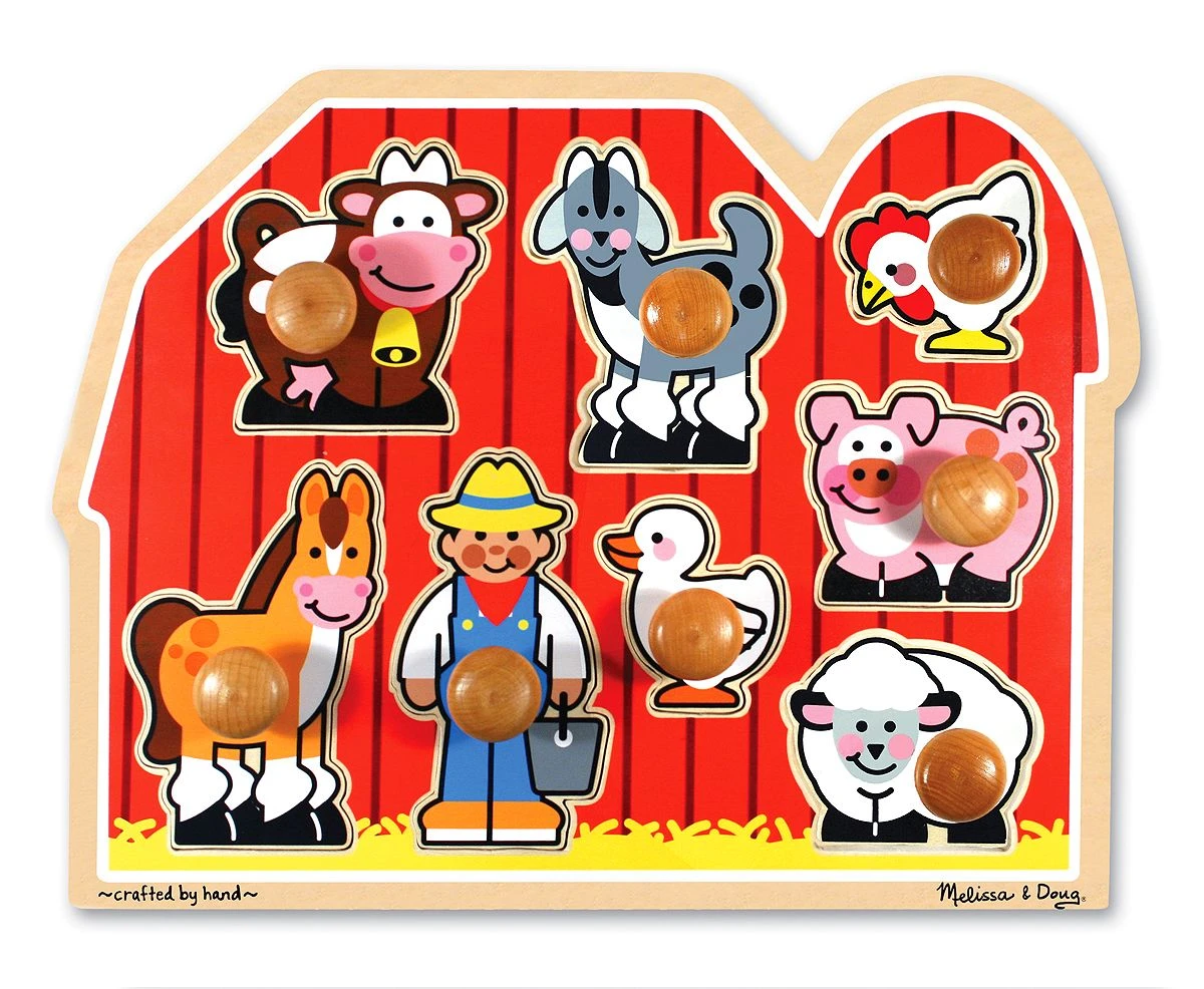 Melissa & Doug Large Farm Jumbo Knob Puzzle - 8 pieces