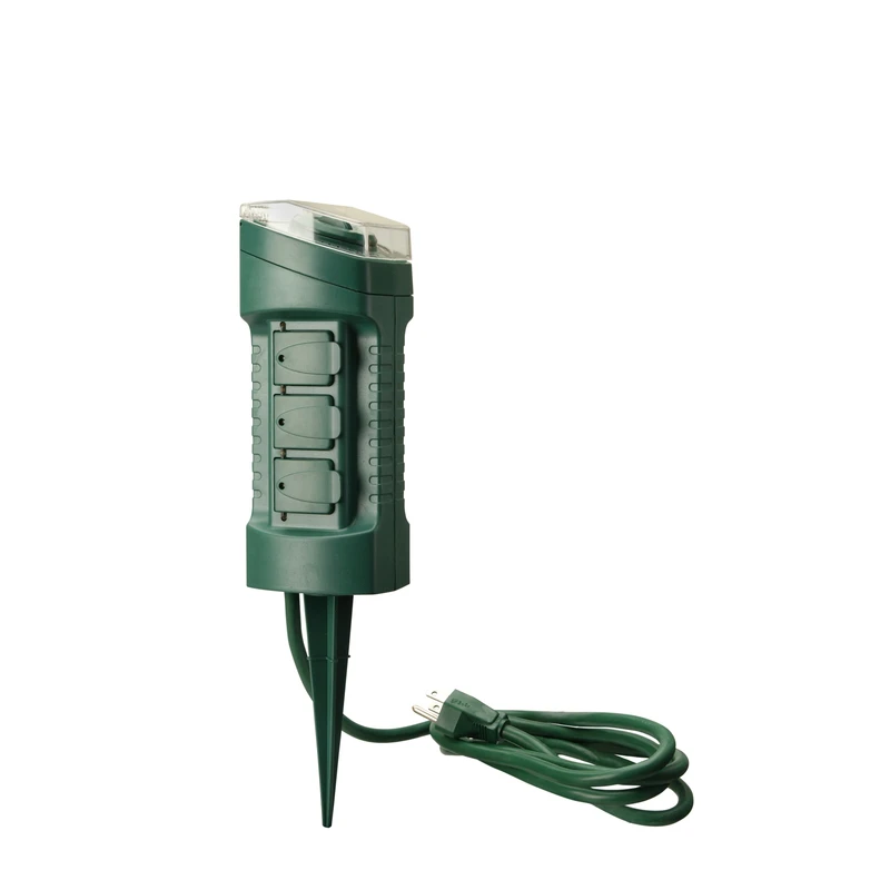 13547 6-outlet Outdoor Power Stake Timer, 15 A, 125 V, 1875 W, Green