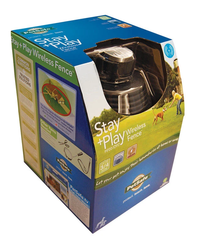 Stay and Play Wireless Pet Fence Kit with Adjustable Boundary and Rechargeable Collar
