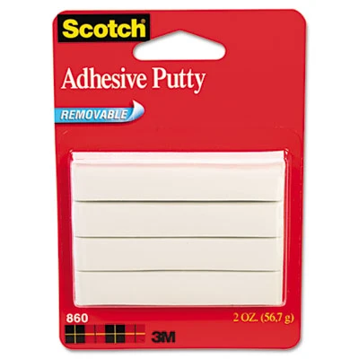 Removable Adhesive Putty, Nontoxic, 2 Oz, White, Reusable